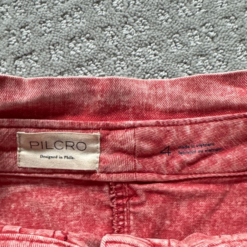 Anthropologie Pilcro Washed Red Button-Front Mini Skirt - Picture 5 of 5